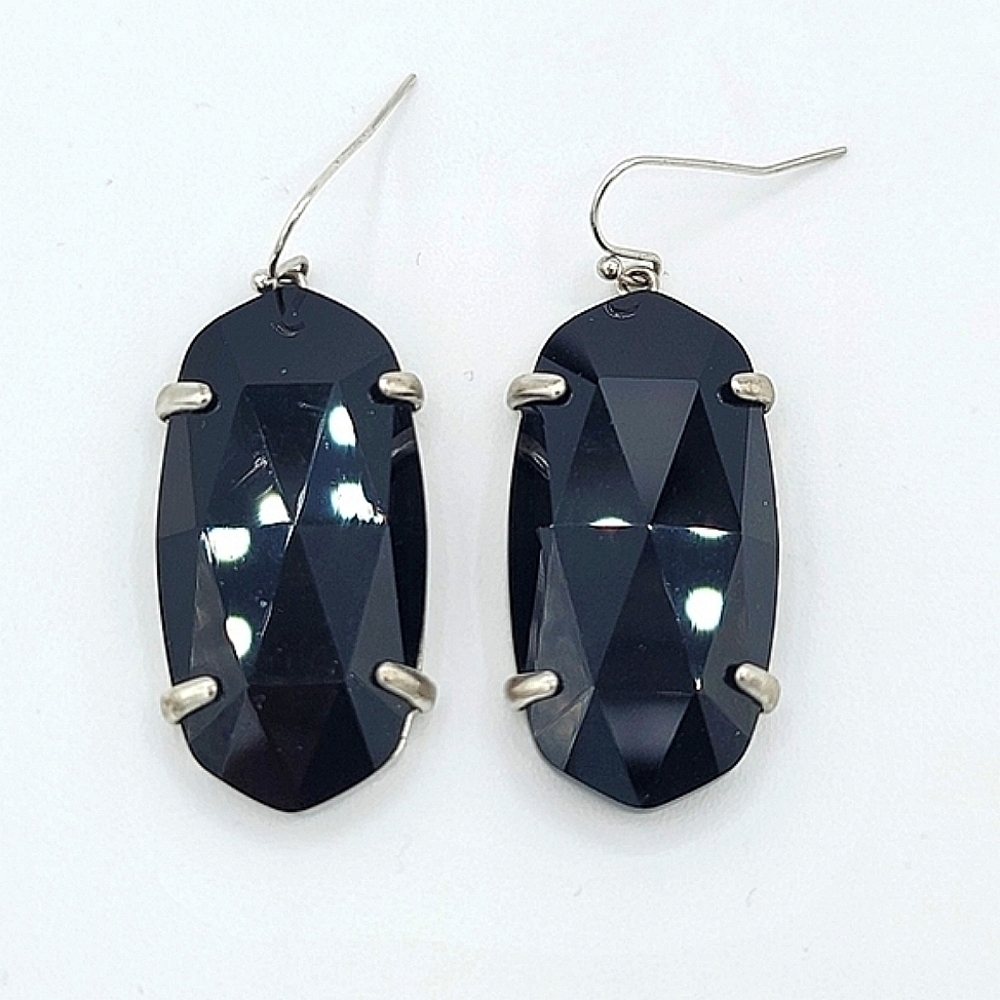 Kendra Scott Esme Earrings Black Silver Tone #860